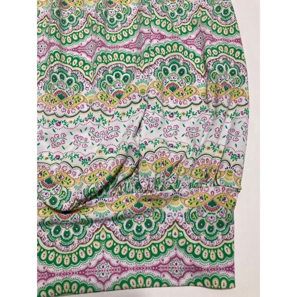Veronica M Women's Strapless Mini Dress Small Paisley Multicolor Green A Line - Picture 7 of 7